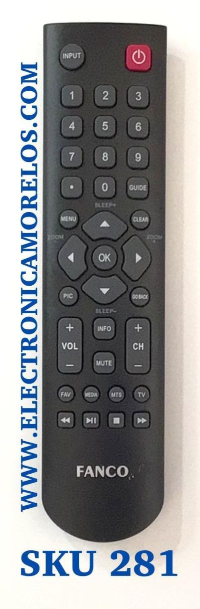 CONTROL PARA TV FANCO / NUMERO DE PARTE 06-520W37-B000X / 57-894190-0HA / 170725DLAB A-1 / 170730DLAA A-1